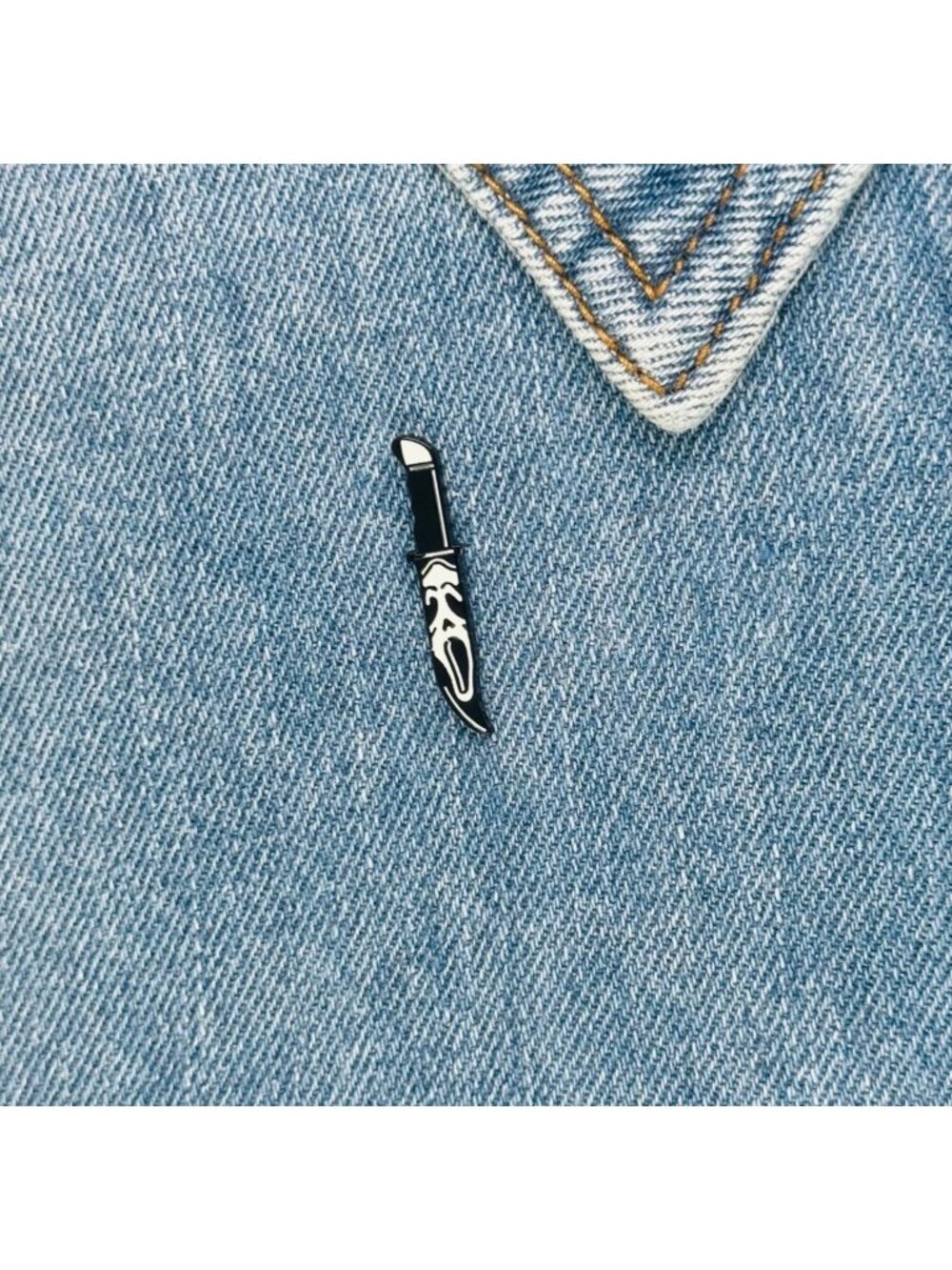 ⭐Punk Knife Design Brooch Pin Horror Halloween Style Comic PinS Black White NEW